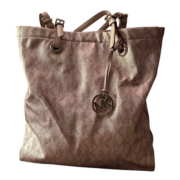 Michael Kors Signature Jet Set North South Rose Gold Large Tote - Picture 2 of 6